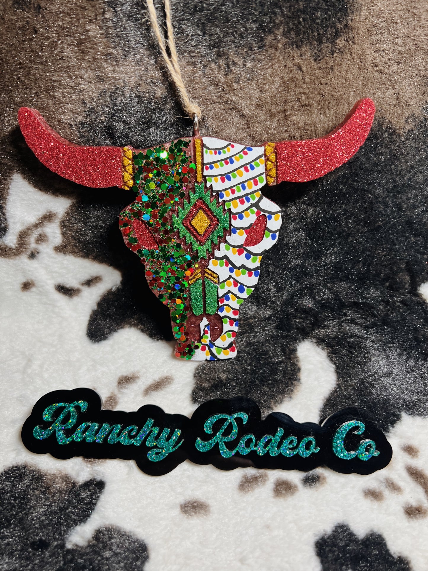XL Christmas Bull Skull