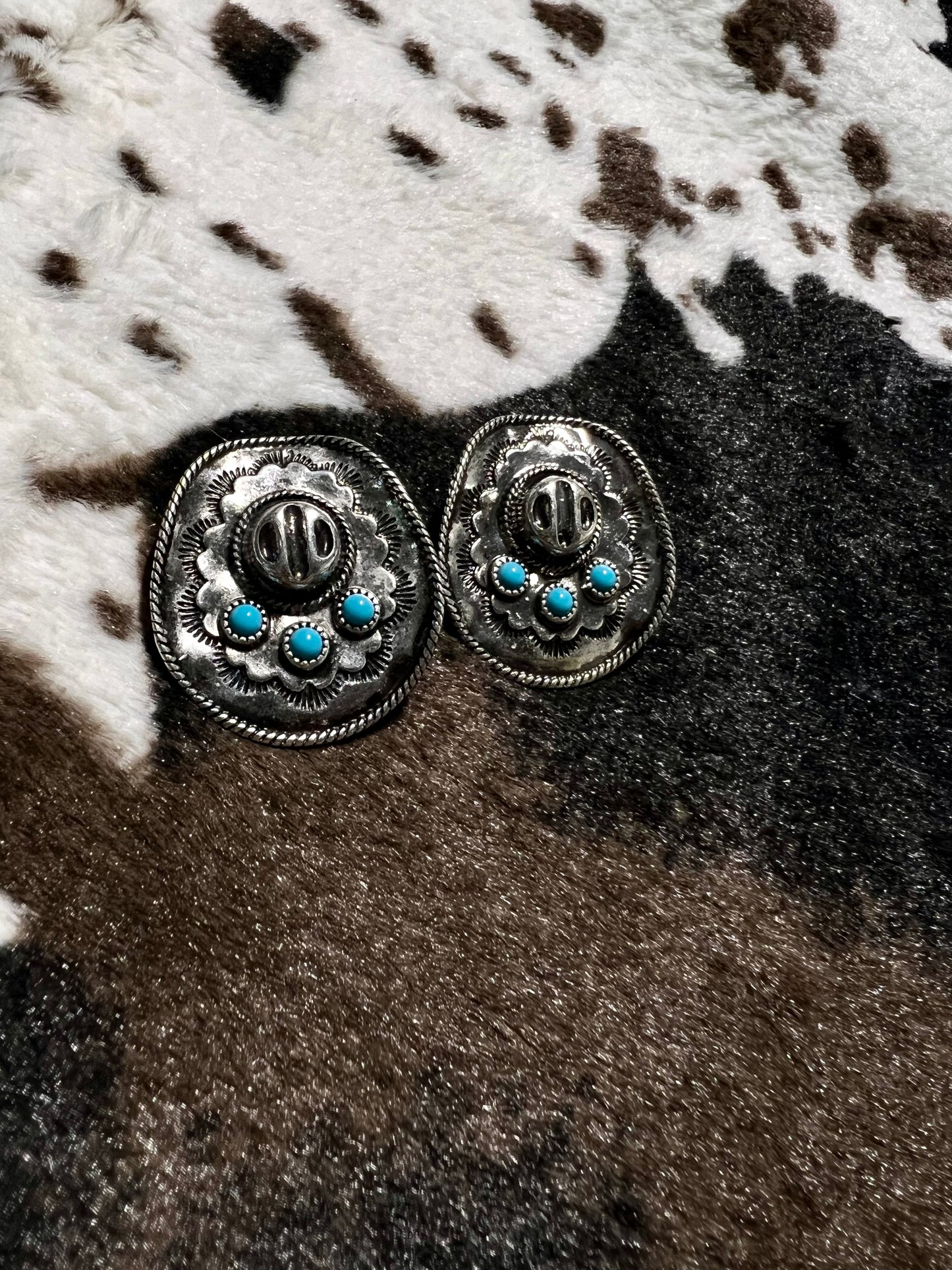 Turquoise Stone Cowboy Hat Earrings
