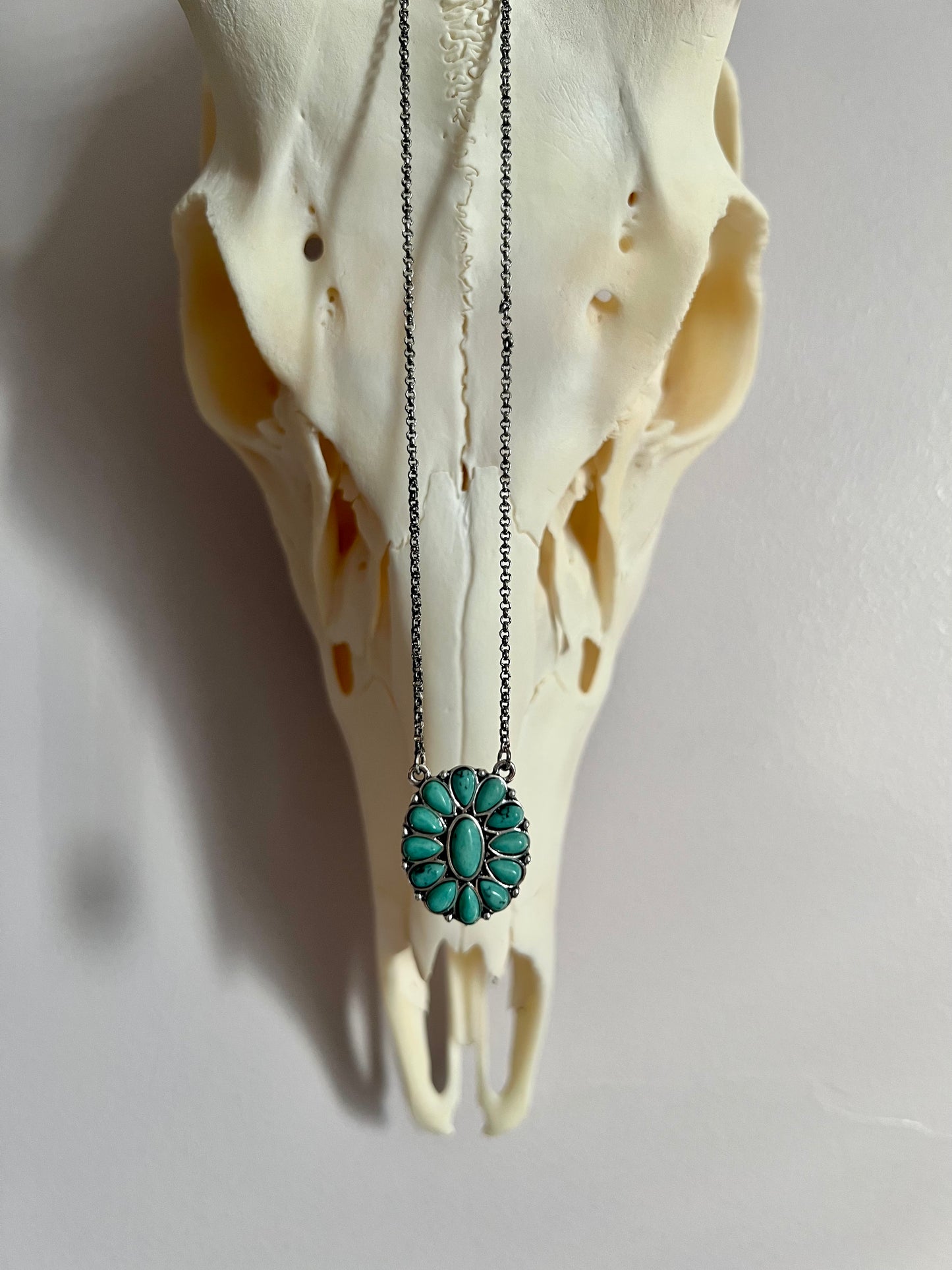 Turquoise Concho Pendant Necklace