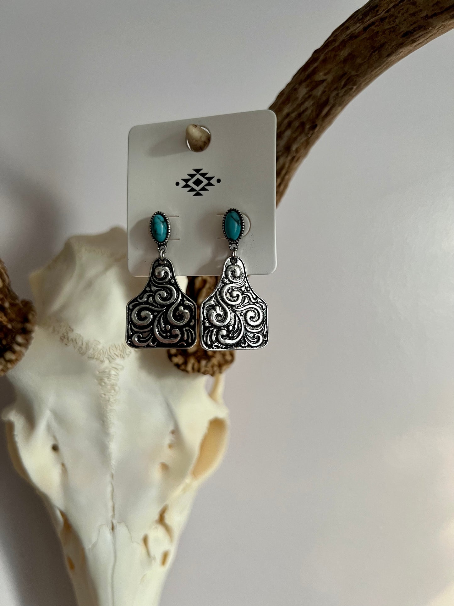 Turquoise Ear Tag Earrings