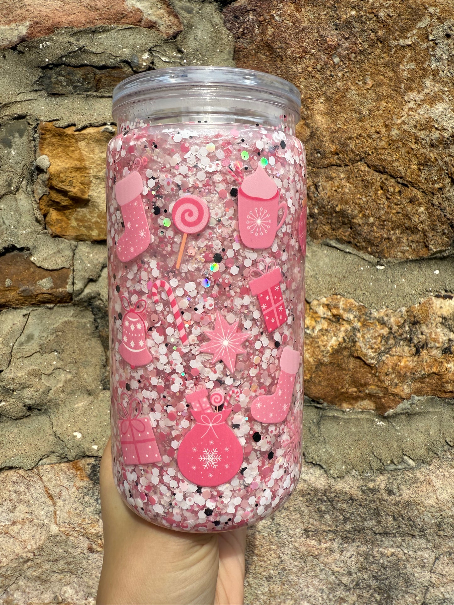 16oz Pink Christmas Cup