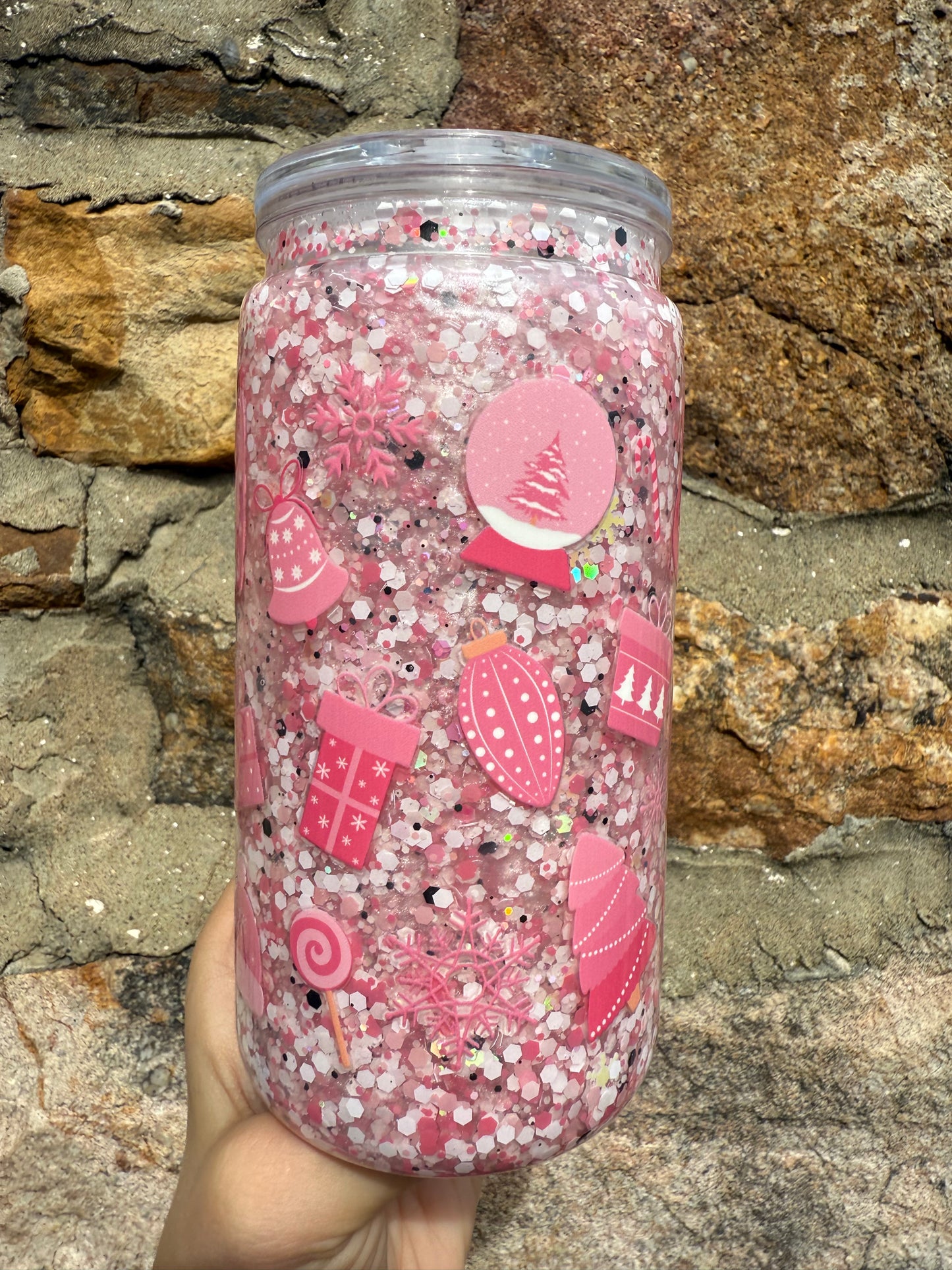 16oz Pink Christmas Cup