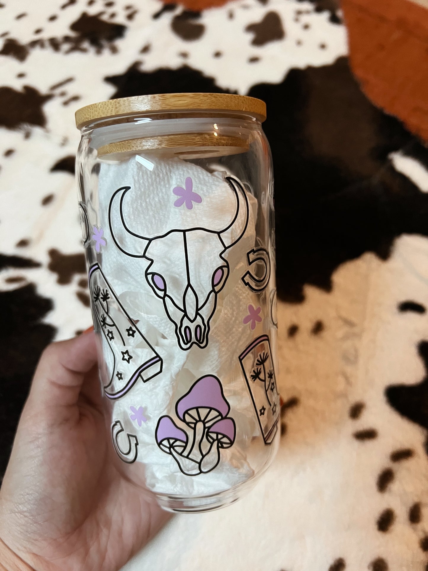 Boho Western 16 oz Glass Tumblr