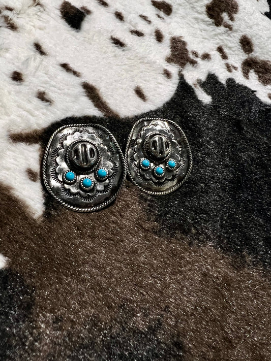 Turquoise Stone Cowboy Hat Earrings