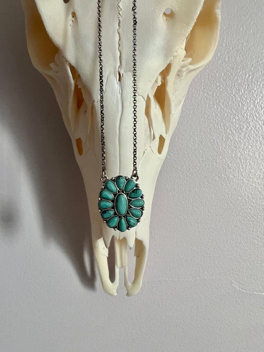 Turquoise Concho Pendant Necklace