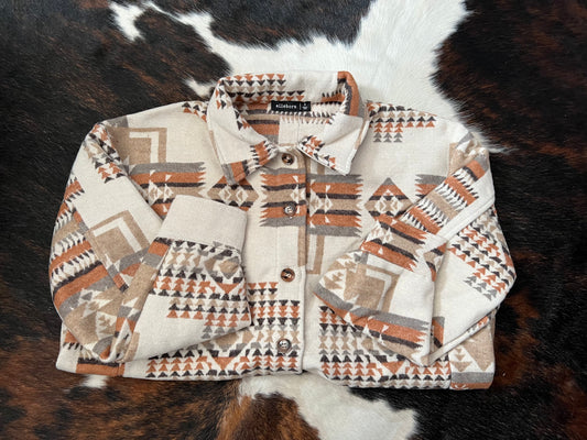 Rusty Orange Aztec Shacket