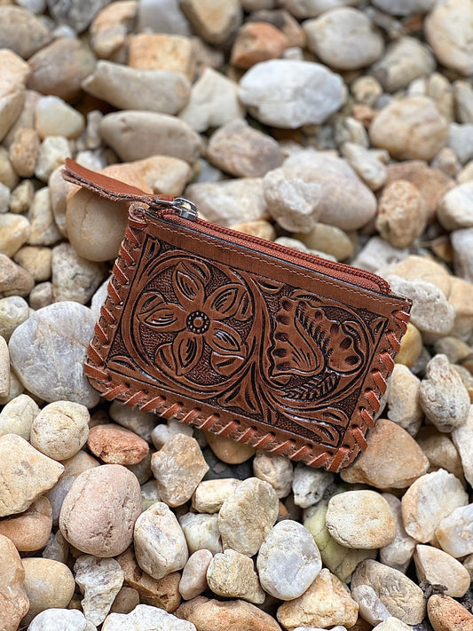 Tooled Leather Coin Pouch